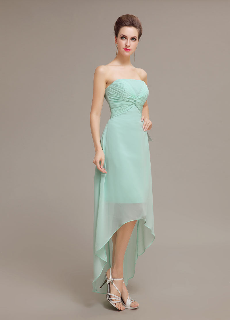 Elegant Mint Green High-Low Chiffon Short Prom Dresses