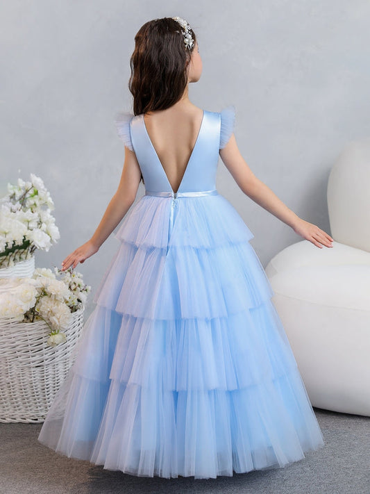 Black Long A-line Tulle Flower Girl Dresses (Copy)