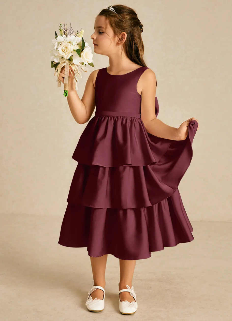A-line skirt, three-tiered cake skirt, tea-length (mid-lower calf, between the knee and ankle)
