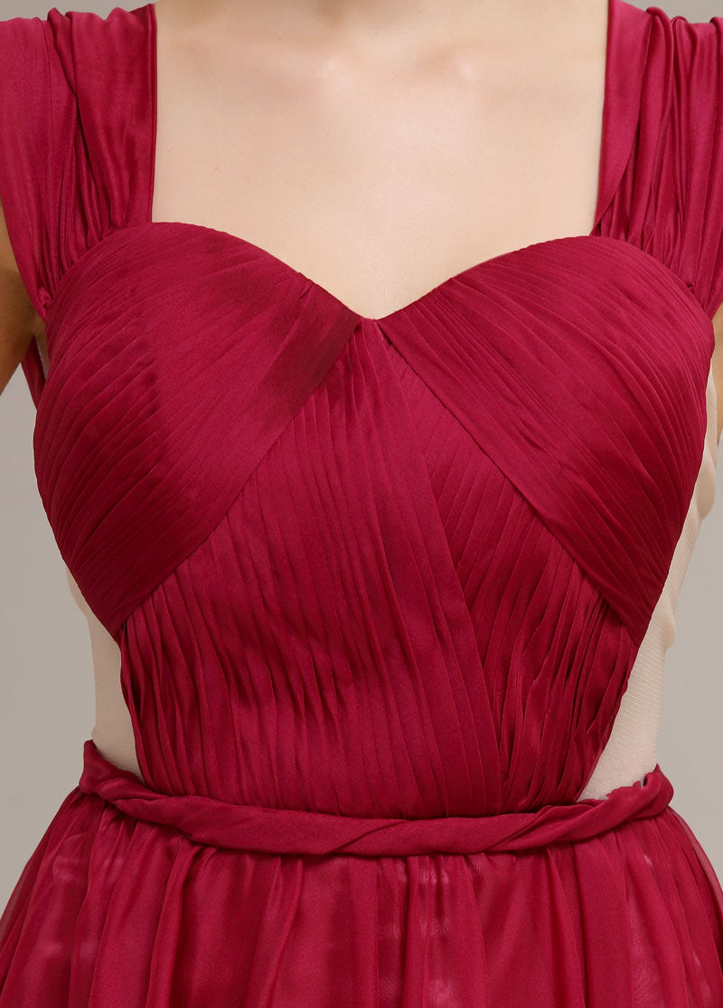 Elegant Burgundy Chiffon Floor-Length Sweetheart Neckline Prom Dresses