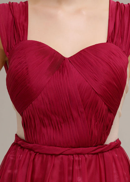 Elegant Burgundy Chiffon Floor-Length Sweetheart Neckline Prom Dresses