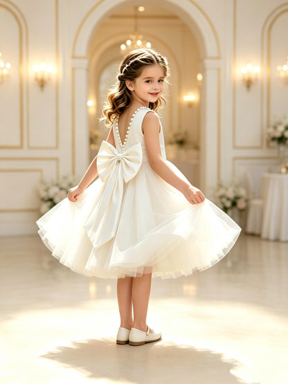 The bodice is crafted from fine matte satin, and the skirt is made of multiple layers of soft tulle. It features great draping, light and full without being bulky.