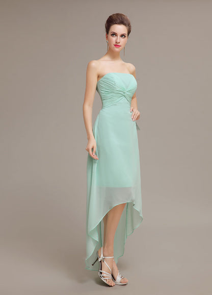 Elegant Mint Green High-Low Chiffon Short Prom Dresses