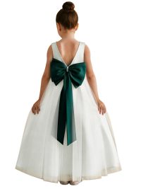 Azazie Cookie Tulle Flower Girl Dress（Ivory/Black）
