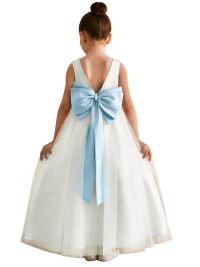 Azazie Cookie Tulle Flower Girl Dress（Ivory/Black）