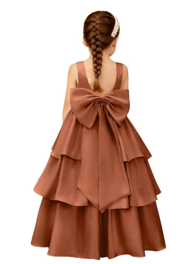 A large A-line silhouette with a three-layer cake skirt featuring tiered layers