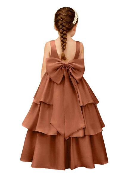 A large A-line silhouette with a three-layer cake skirt featuring tiered layers
