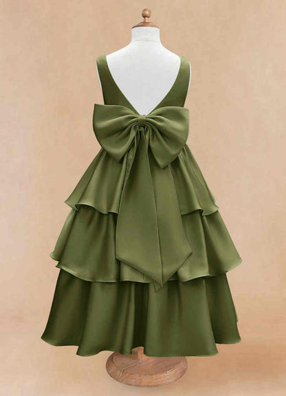 A large A-line silhouette with a three-layer cake skirt featuring tiered layers