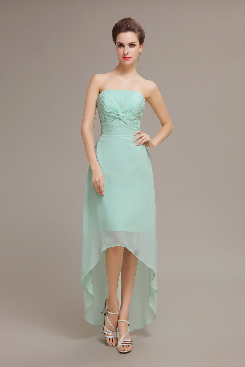Elegant Mint Green High-Low Chiffon Short Prom Dresses