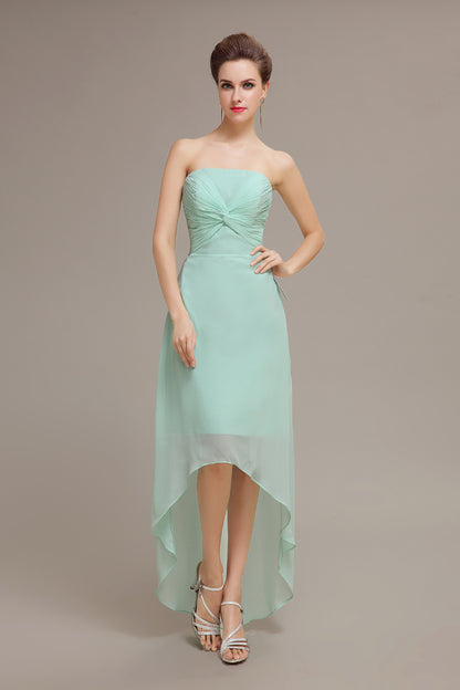 Elegant Mint Green High-Low Chiffon Short Prom Dresses