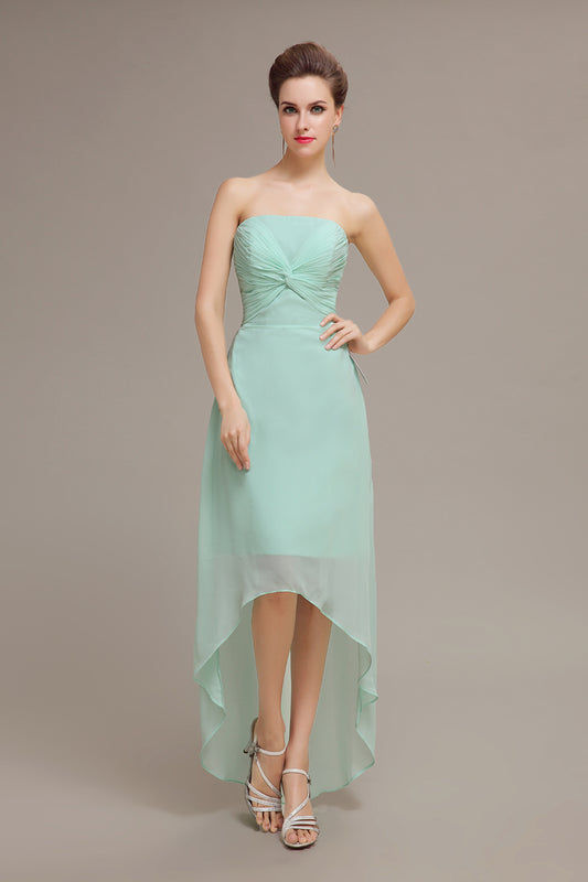 Elegant Mint Green High-Low Chiffon Short Prom Dresses