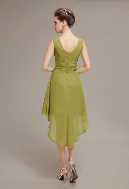 Elegant Sage Green High-Low Chiffon Prom Dresses