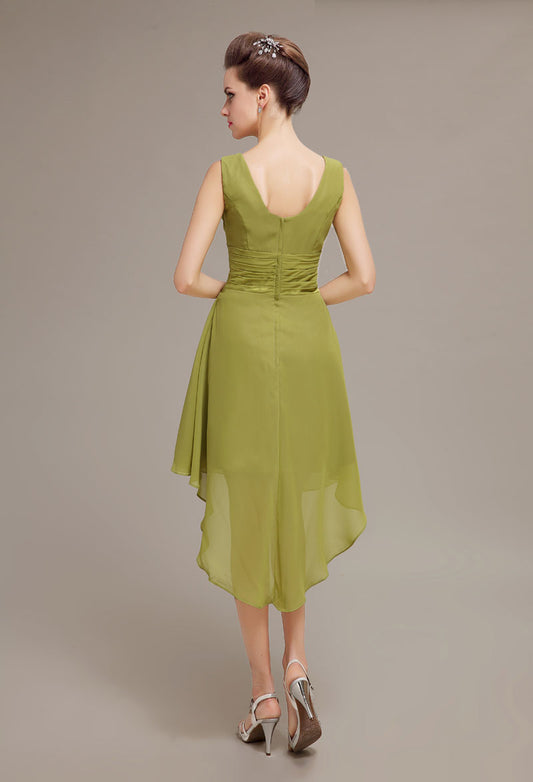 Elegant Sage Green High-Low Chiffon Prom Dresses