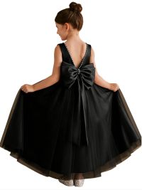 Azazie Cookie Tulle Flower Girl Dress（Ivory/Black）