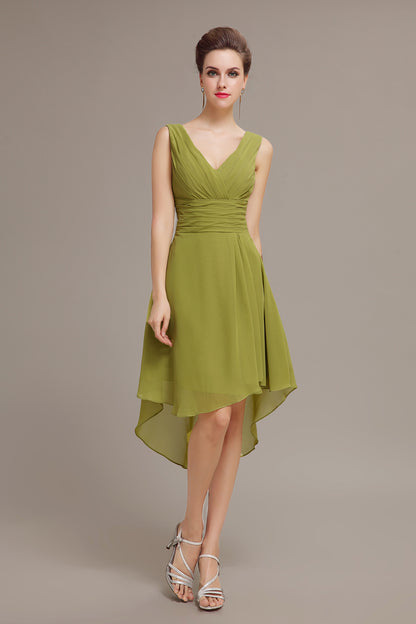 Elegant Sage Green High-Low Chiffon Prom Dresses