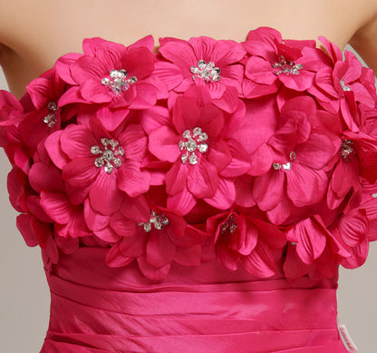 3D Flower Hot Pink A-Line Tulle Homecoming Dresses
