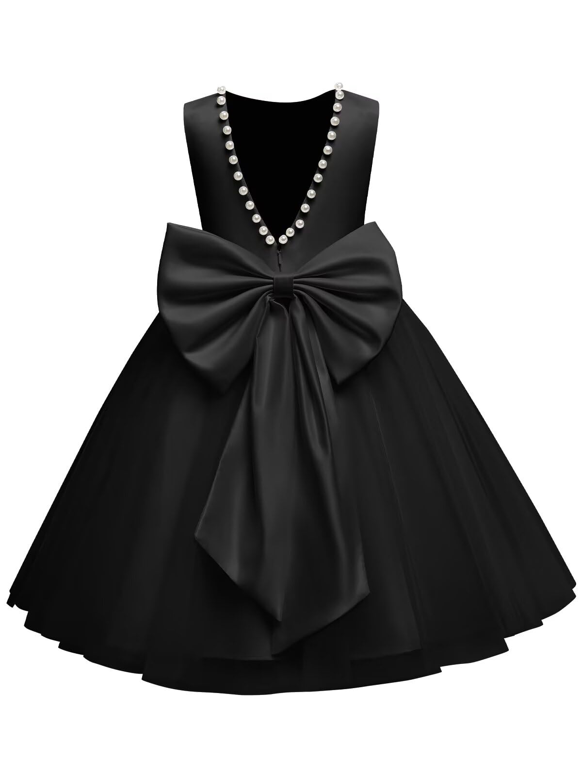 The bodice is crafted from fine matte satin, and the skirt is made of multiple layers of soft tulle. It features great draping, light and full without being bulky.