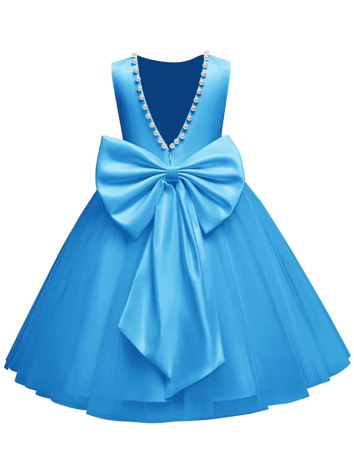 The bodice is crafted from fine matte satin, and the skirt is made of multiple layers of soft tulle. It features great draping, light and full without being bulky.