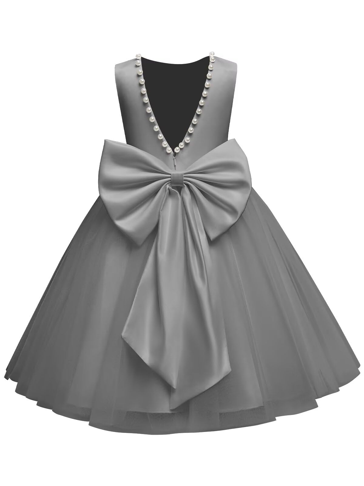 The bodice is crafted from fine matte satin, and the skirt is made of multiple layers of soft tulle. It features great draping, light and full without being bulky.