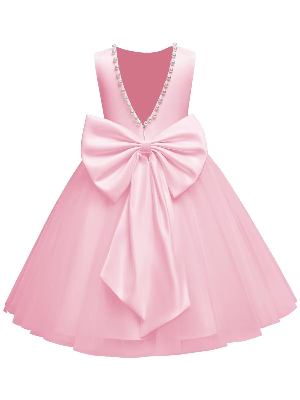 The bodice is crafted from fine matte satin, and the skirt is made of multiple layers of soft tulle. It features great draping, light and full without being bulky.