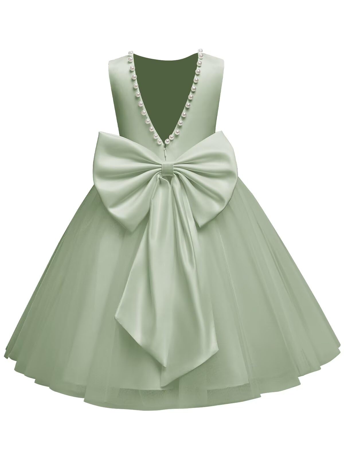 The bodice is crafted from fine matte satin, and the skirt is made of multiple layers of soft tulle. It features great draping, light and full without being bulky.