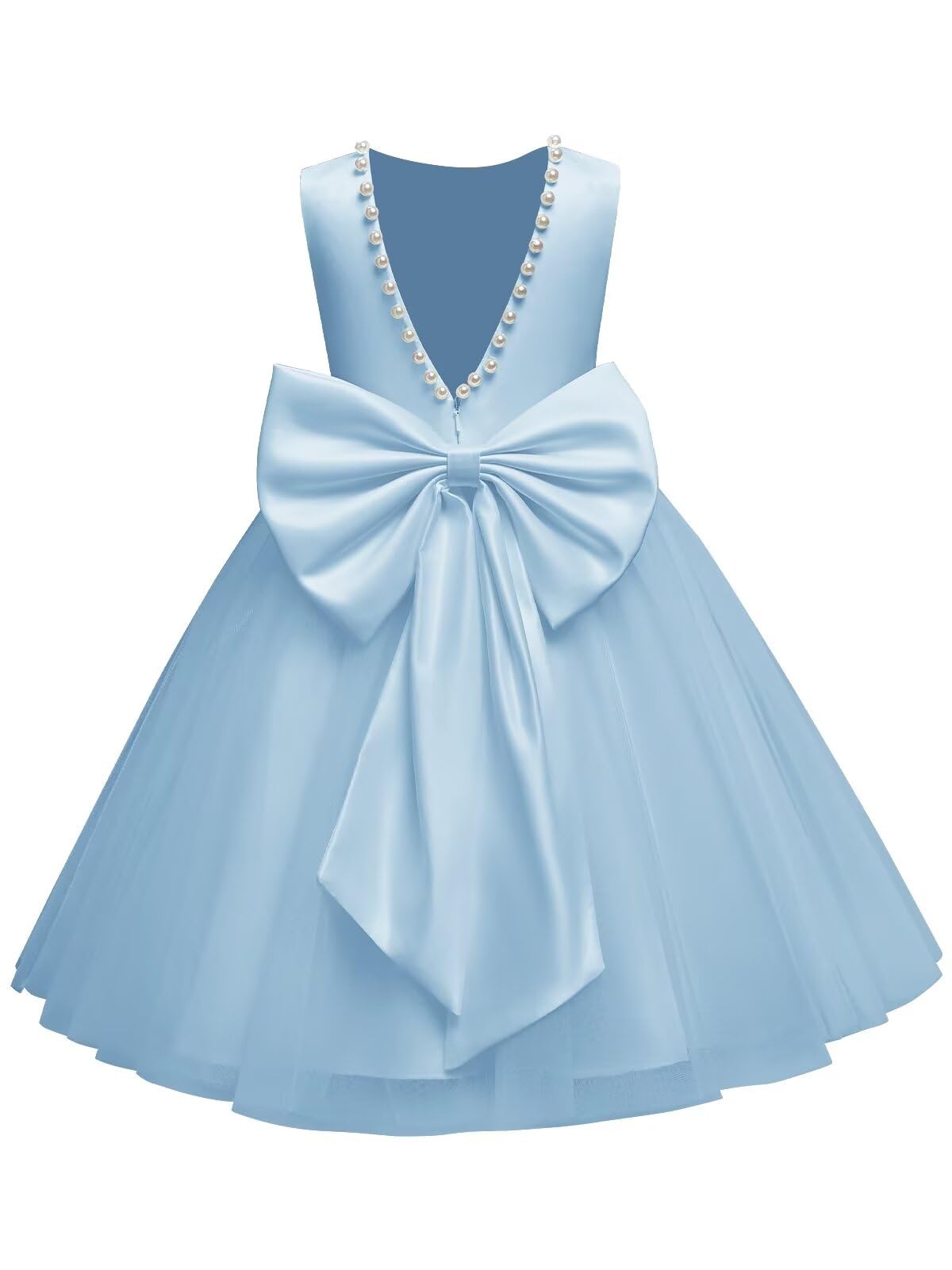 The bodice is crafted from fine matte satin, and the skirt is made of multiple layers of soft tulle. It features great draping, light and full without being bulky.