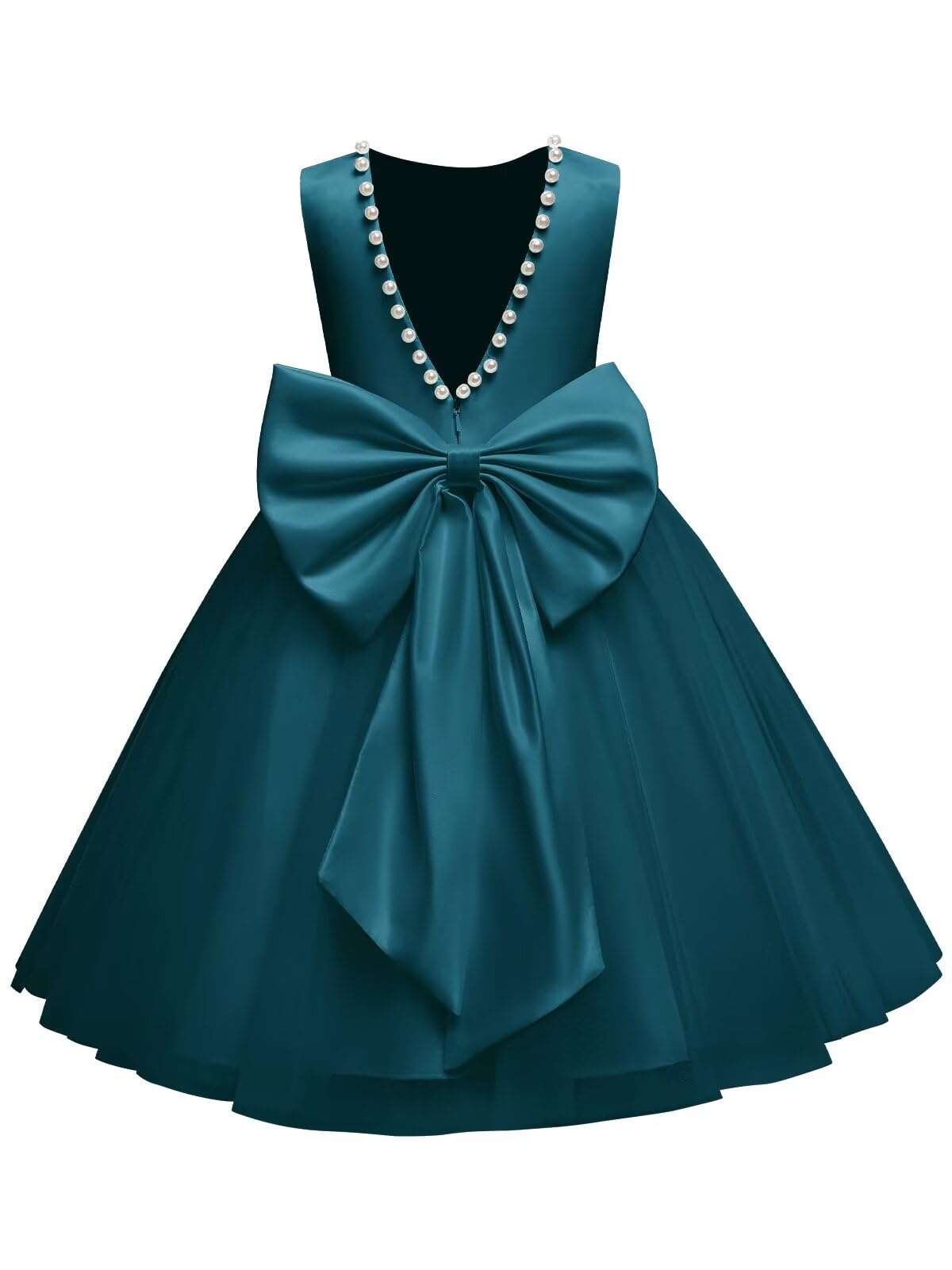 The bodice is crafted from fine matte satin, and the skirt is made of multiple layers of soft tulle. It features great draping, light and full without being bulky.