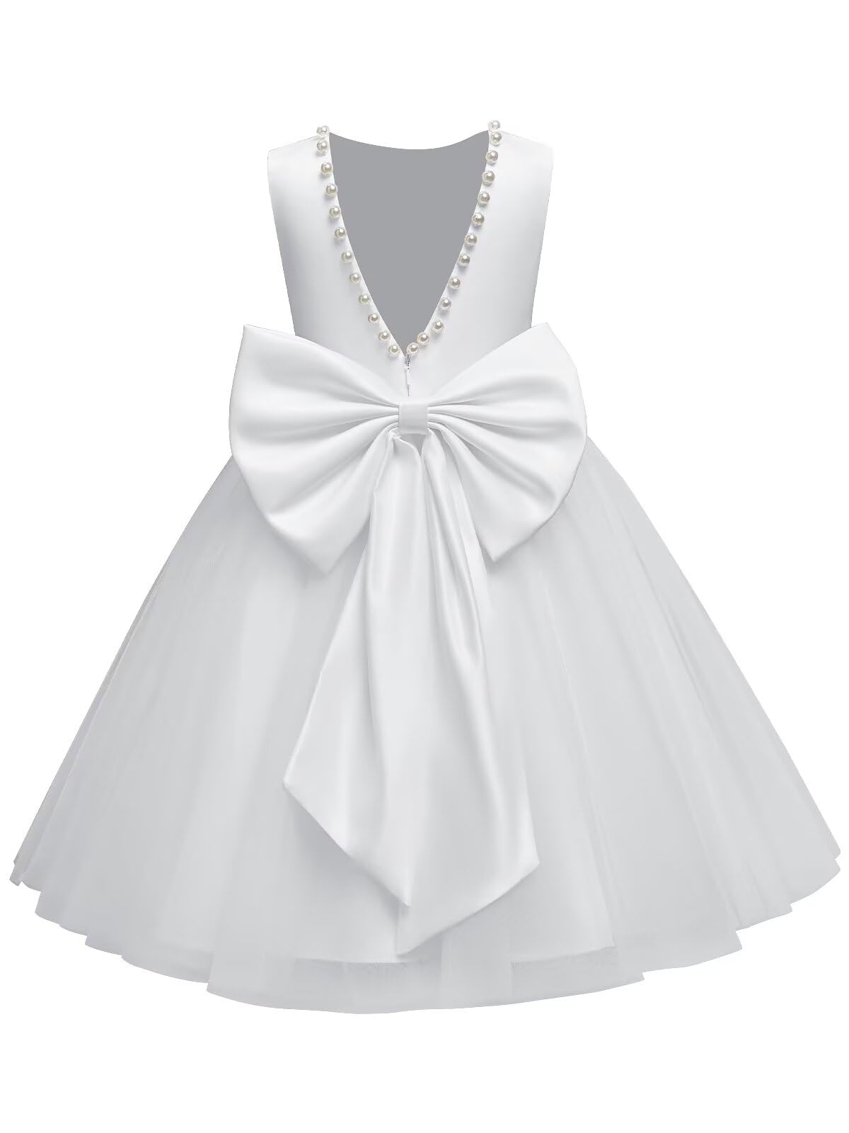 The bodice is crafted from fine matte satin, and the skirt is made of multiple layers of soft tulle. It features great draping, light and full without being bulky.